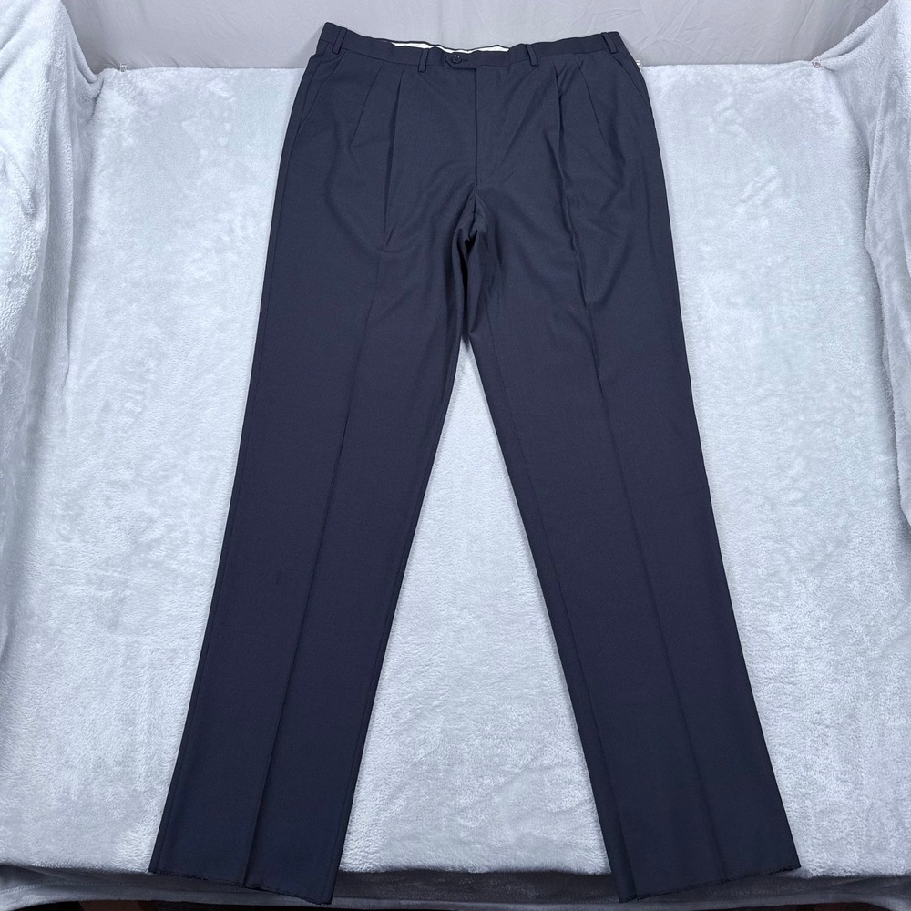 NWOT Pal Zileri Wool Dress Pant Men IT 58 Unhemmed 40x39 Navy Blue Pleated Italy